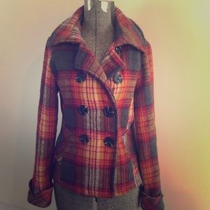 SM plaid wool lined jacket blazer